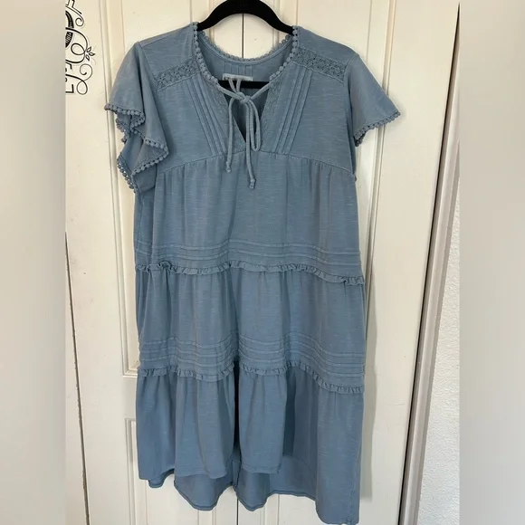 Knox Rose Babydoll Boho Dress Tiered Tassels Crochet Lace Size XL - Picture 1 of 9